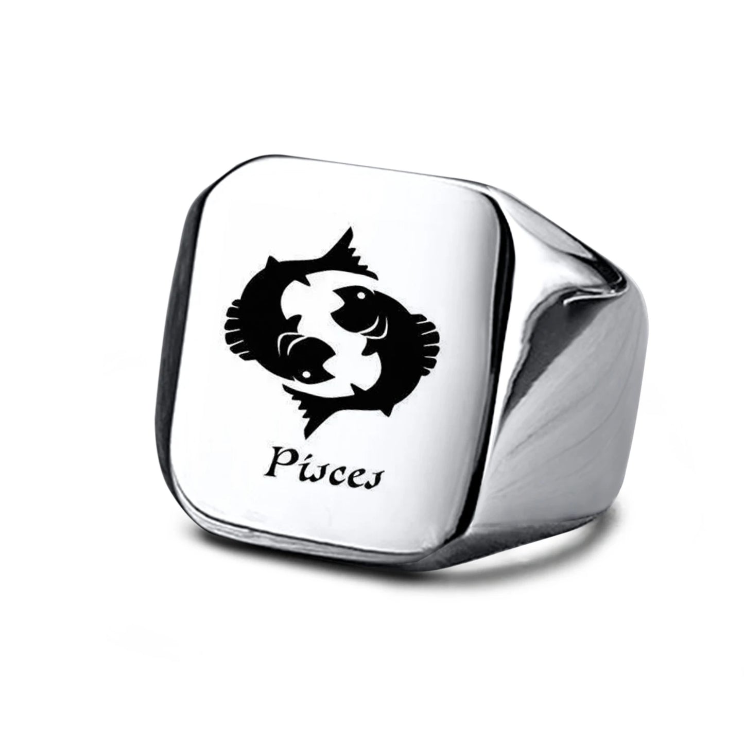 Vnox 18mm Signet Ring For Men Women, The Zodiac 12 Horoscope Constellation Sign Finger Band, Stainless Steel Aries Punk Ring