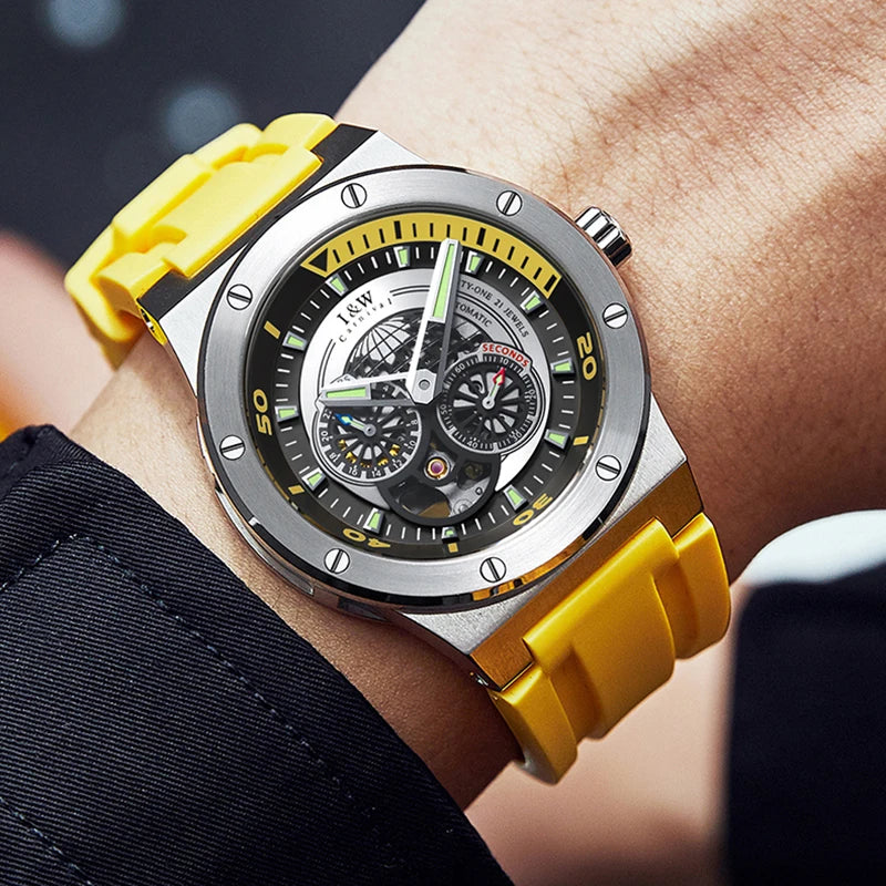 Relogio Masculino Luxury Brand I&W 2022 New Bumblebee Series Watch for Men Japan Movement Sapphire 5bar Skeleton Automatic Watch