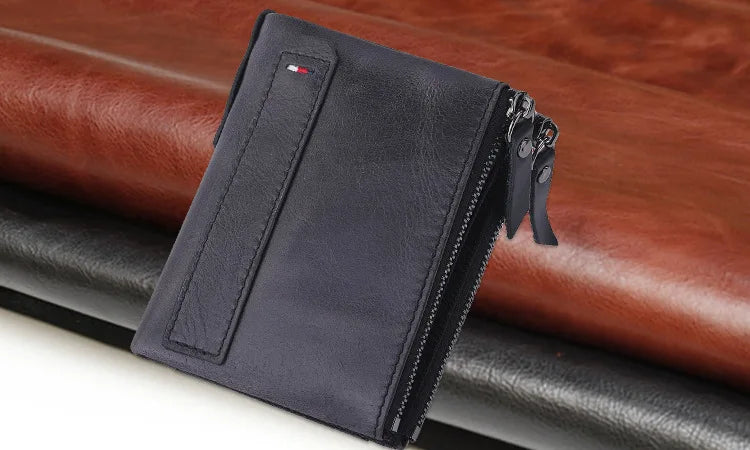 Men Wallets 100% Genuine Cow Leather Short Card Holder Leather Men Purse High Quality Luxury Brand Male Wallet