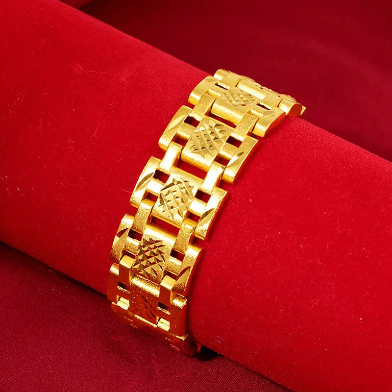 18K Gold Filled Forever Not Fade Bracelet Jewelry for Men Fine Pulseras Ley Mujer Pulseira Feminina Bizuteria Gemstone Bracelet