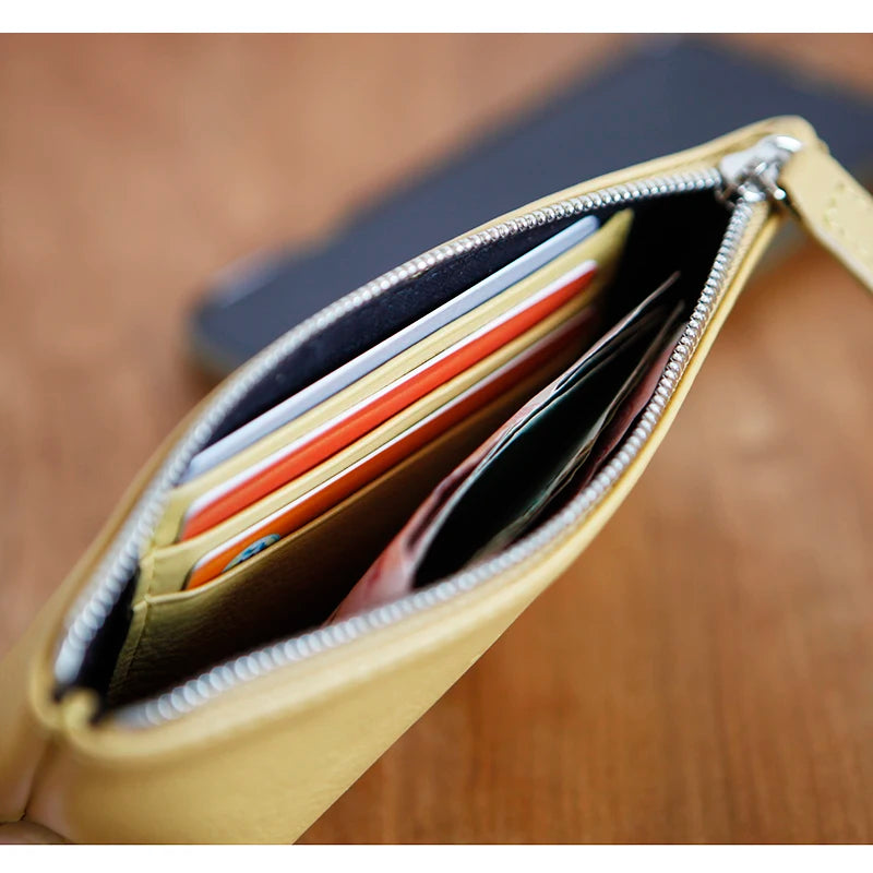 LANSPACE men's leather wallet brand thin purse fashion designer coin purses holders