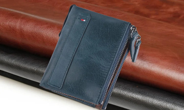 Men Wallets 100% Genuine Cow Leather Short Card Holder Leather Men Purse High Quality Luxury Brand Male Wallet
