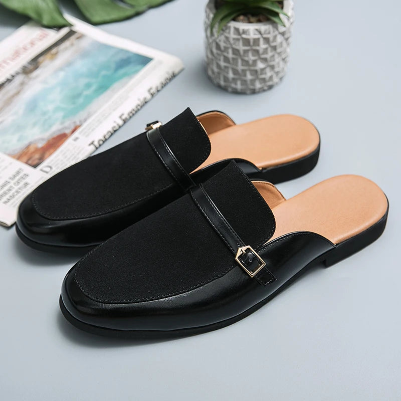 2025 New Arrivals Comfortable Half Shoes for Men Genuine Leather Men's Dress Shoes Loafers Designers Shoes Flat