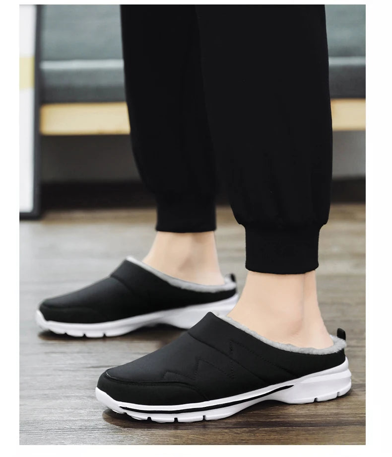 Men Slippers Winter Warm Plush Home Indoor Couple Slippers WaterProof Soft Comfort Winter Shoes Men Footwear Large Size 36-46