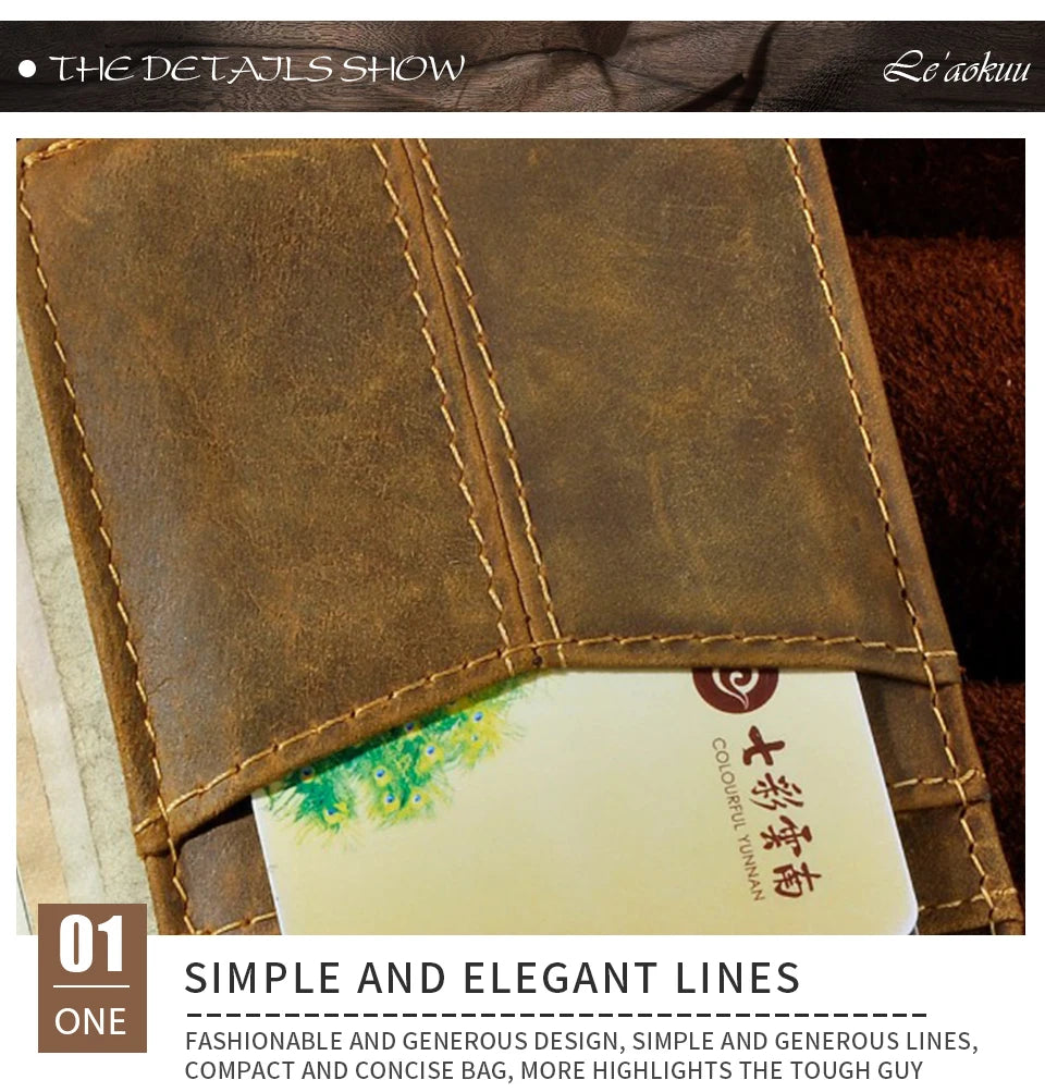 Leather Magnetic Money Clip Men Father's Day Gift Wallet Card Photo Holder Design Handy Front Pocket Wallet Mini Purse Male 1017