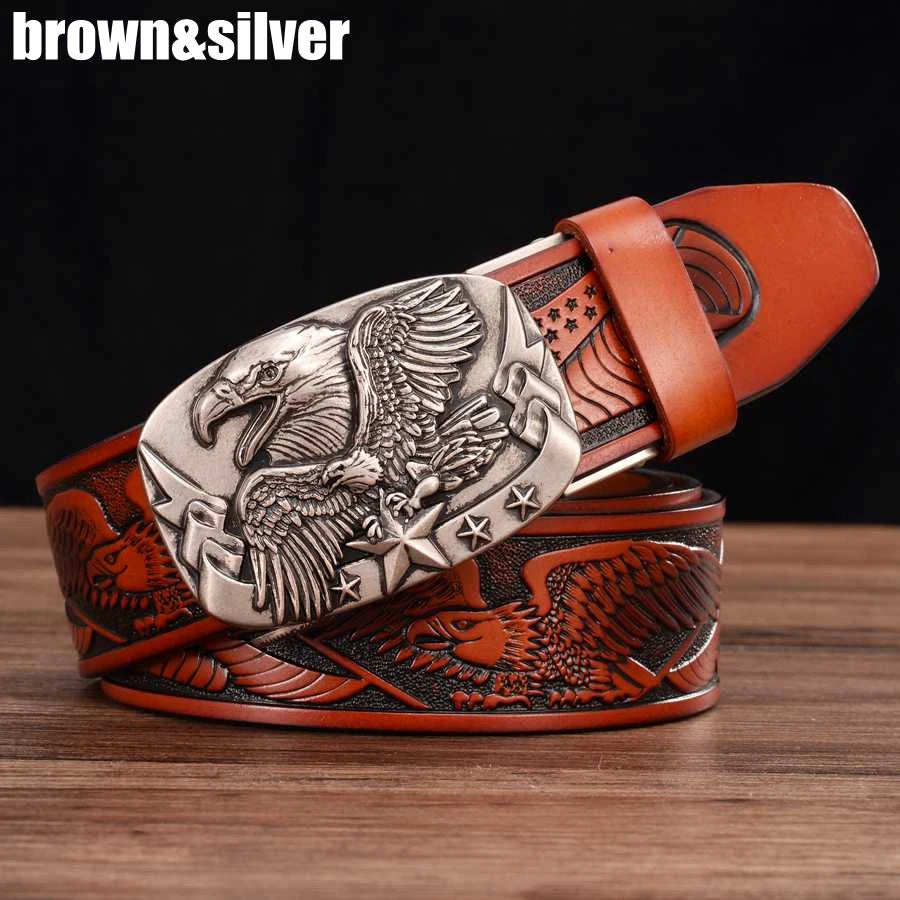 Men's Leather Belts Belts for Men Genuine Leather Ratchet Belt Automatic Buckle Wide:35mm Men Automatic Buckle Belt