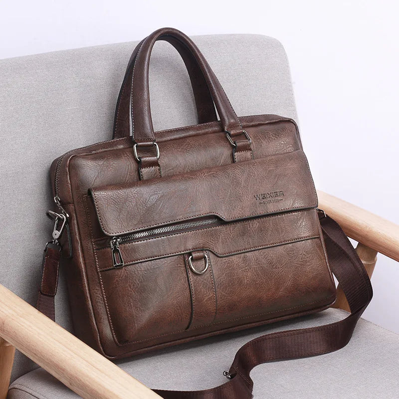 Men's Briefcase Fashion Handbags For Man Sacoche Homme High Quality New Brand PU Leather Shoulder Messenger Bags Office Handbag