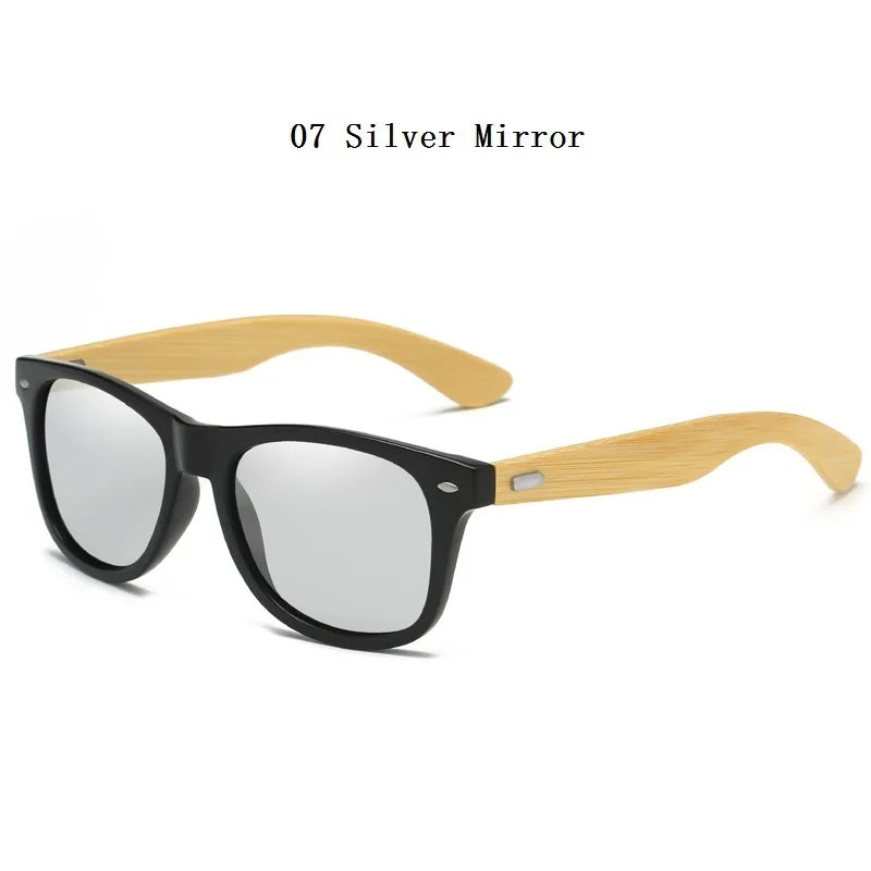 Fashionable Bamboo Wood Sunglasses Men Women Classic Square Vintage Driving Sun Glasses Black Fishing Eyewear UV400 Eyepieces