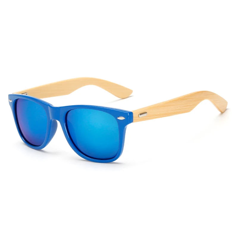 Bamboo Wood Square Sunglasses Brand Design Men Women Coating Mirror Sun Glasses Retro Glasses UV400 Shades Gafas De Sol