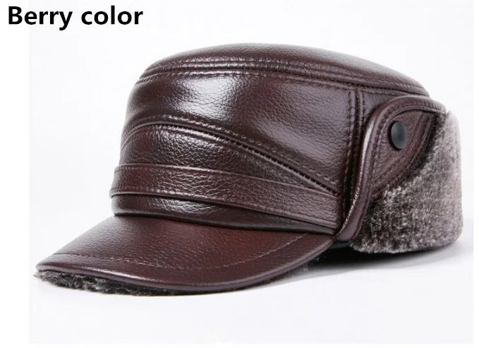 Winter Men's Genuine Leather Hat Thicken Leather Cowhide Baseball Caps With  Warm  Dad's Hats Sombrero De Cuero Del Hombre Super