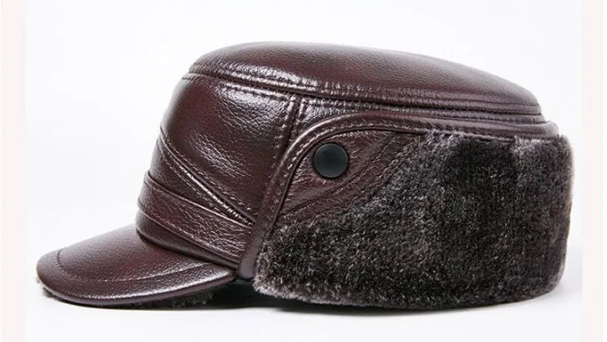 Winter Men's Genuine Leather Hat Thicken Leather Cowhide Baseball Caps With  Warm  Dad's Hats Sombrero De Cuero Del Hombre Super
