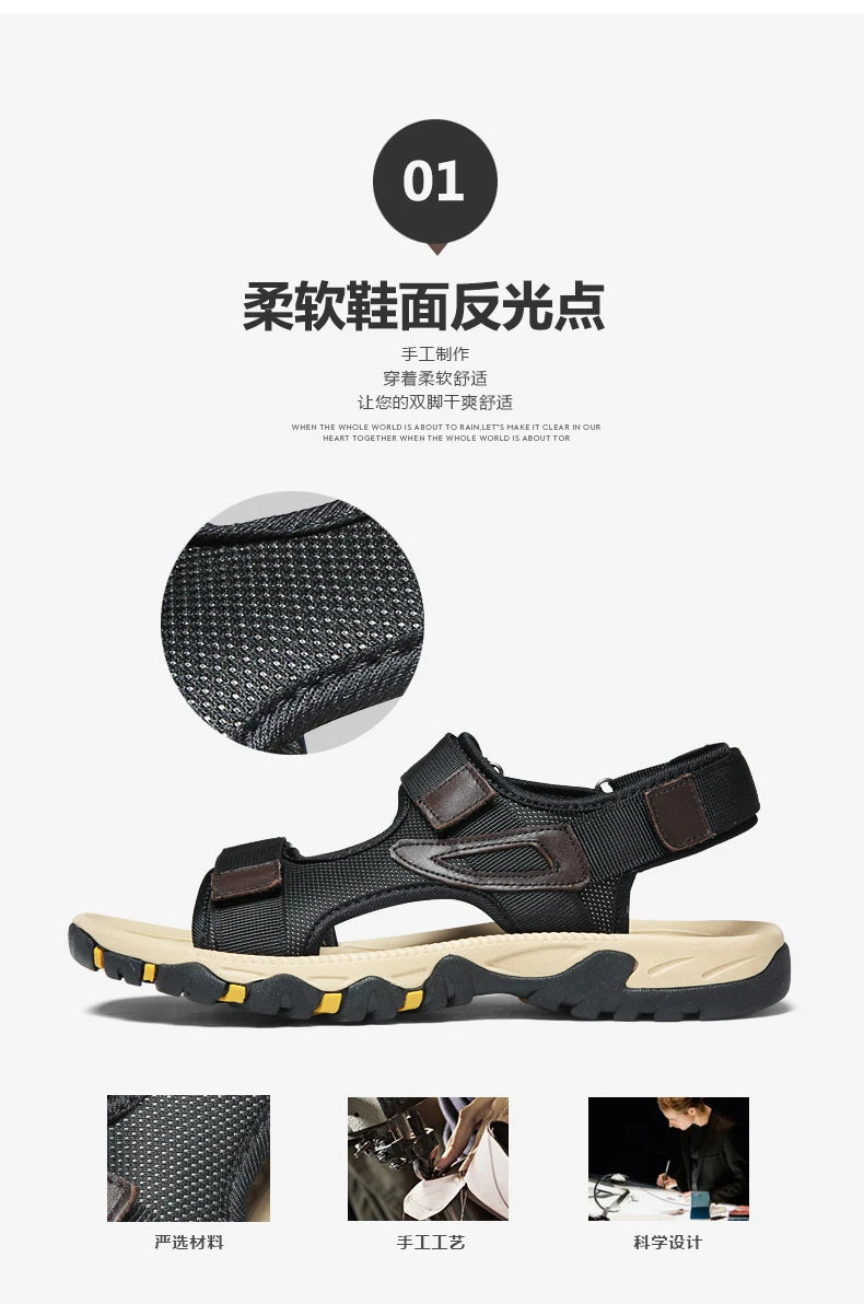 Hot Sale Summer Sandals Mens Big Size 38-47 Outdoor Beach Casual Shoes Fashion Dropshipping Khaki Blue