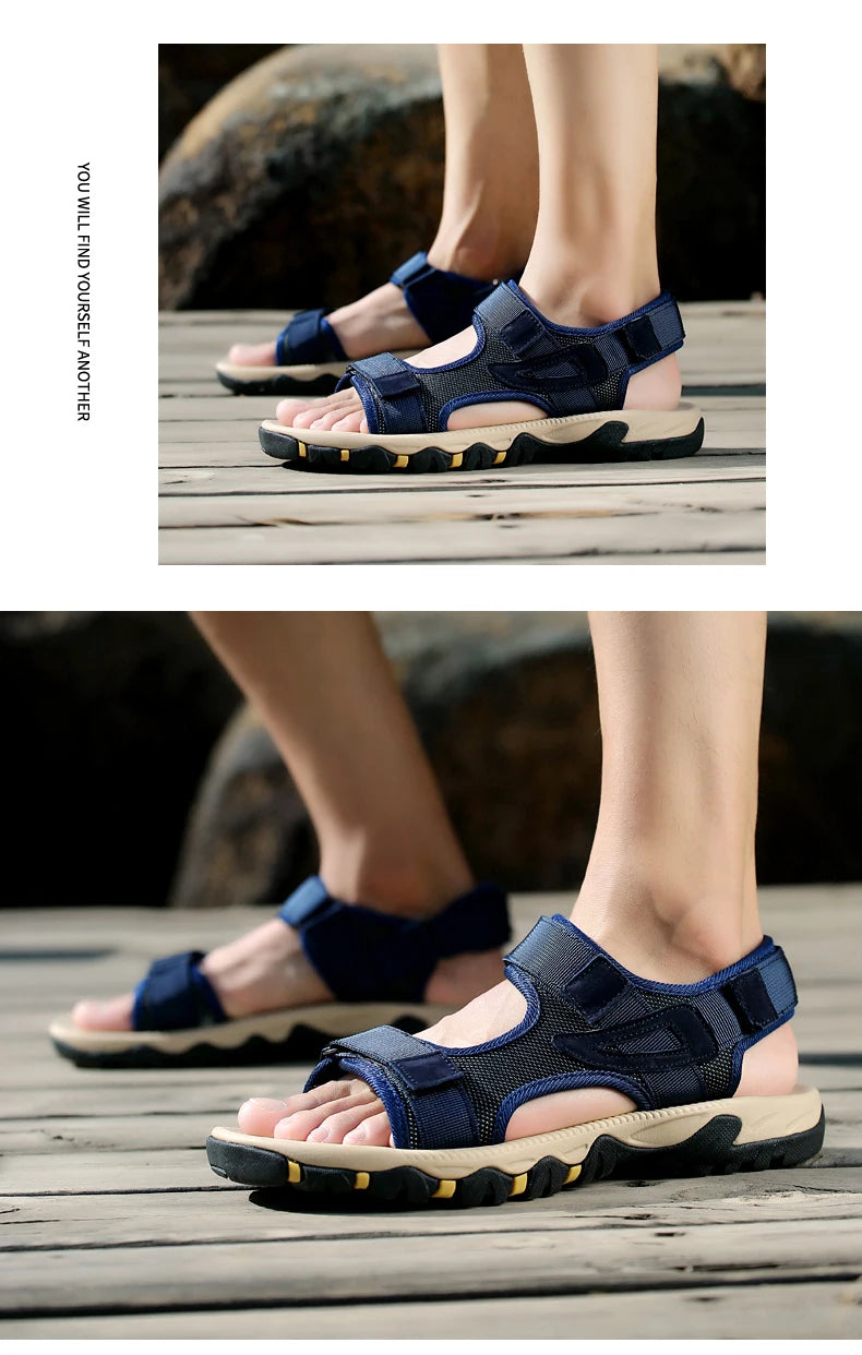 Hot Sale Summer Sandals Mens Big Size 38-47 Outdoor Beach Casual Shoes Fashion Dropshipping Khaki Blue