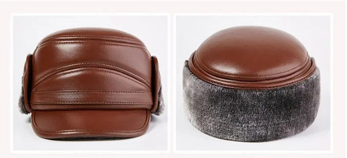 Winter Men's Genuine Leather Hat Thicken Leather Cowhide Baseball Caps With  Warm  Dad's Hats Sombrero De Cuero Del Hombre Super