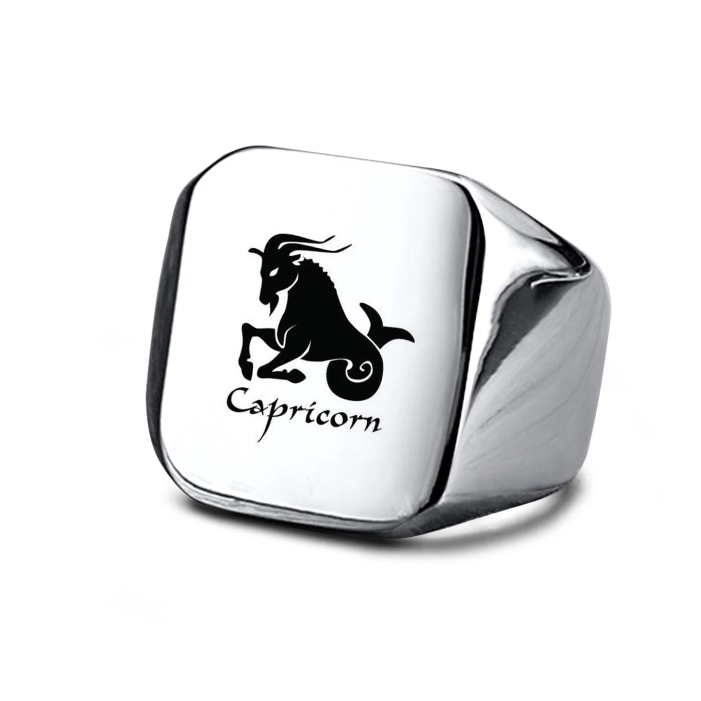 Vnox 18mm Signet Ring For Men Women, The Zodiac 12 Horoscope Constellation Sign Finger Band, Stainless Steel Aries Punk Ring