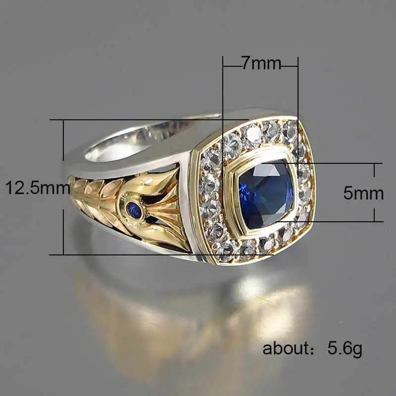 CAOSHI Classic Style Men's Ring for Engagement Noble Temperament Micro Paved Zirconia with Blue Stone Luxury Gift  Wholesale