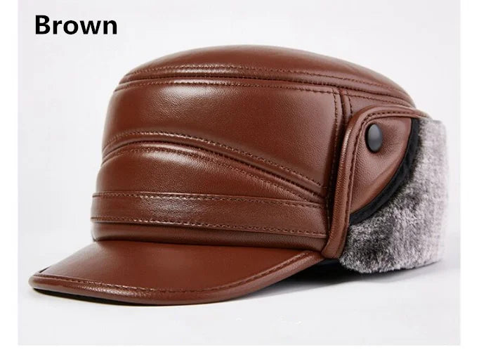 Winter Men's Genuine Leather Hat Thicken Leather Cowhide Baseball Caps With  Warm  Dad's Hats Sombrero De Cuero Del Hombre Super