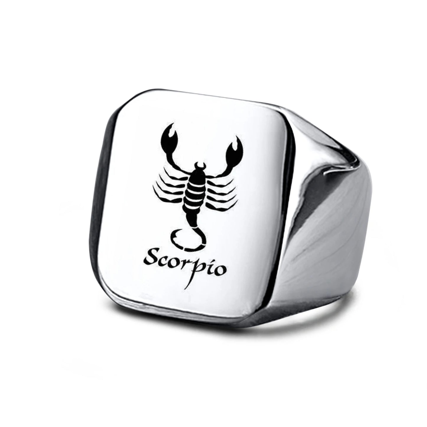 Vnox 18mm Signet Ring For Men Women, The Zodiac 12 Horoscope Constellation Sign Finger Band, Stainless Steel Aries Punk Ring