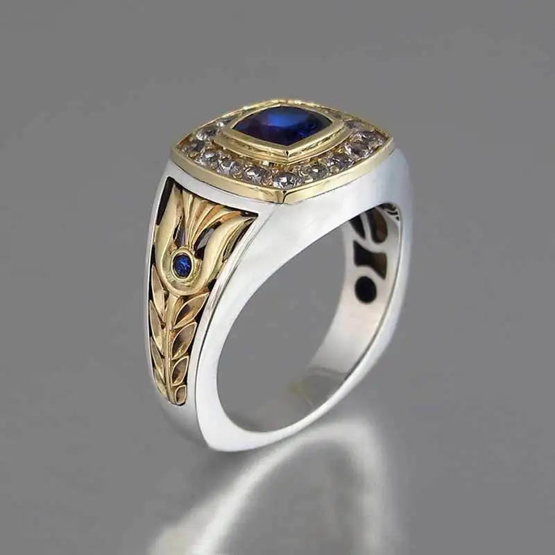 CAOSHI Classic Style Men's Ring for Engagement Noble Temperament Micro Paved Zirconia with Blue Stone Luxury Gift  Wholesale