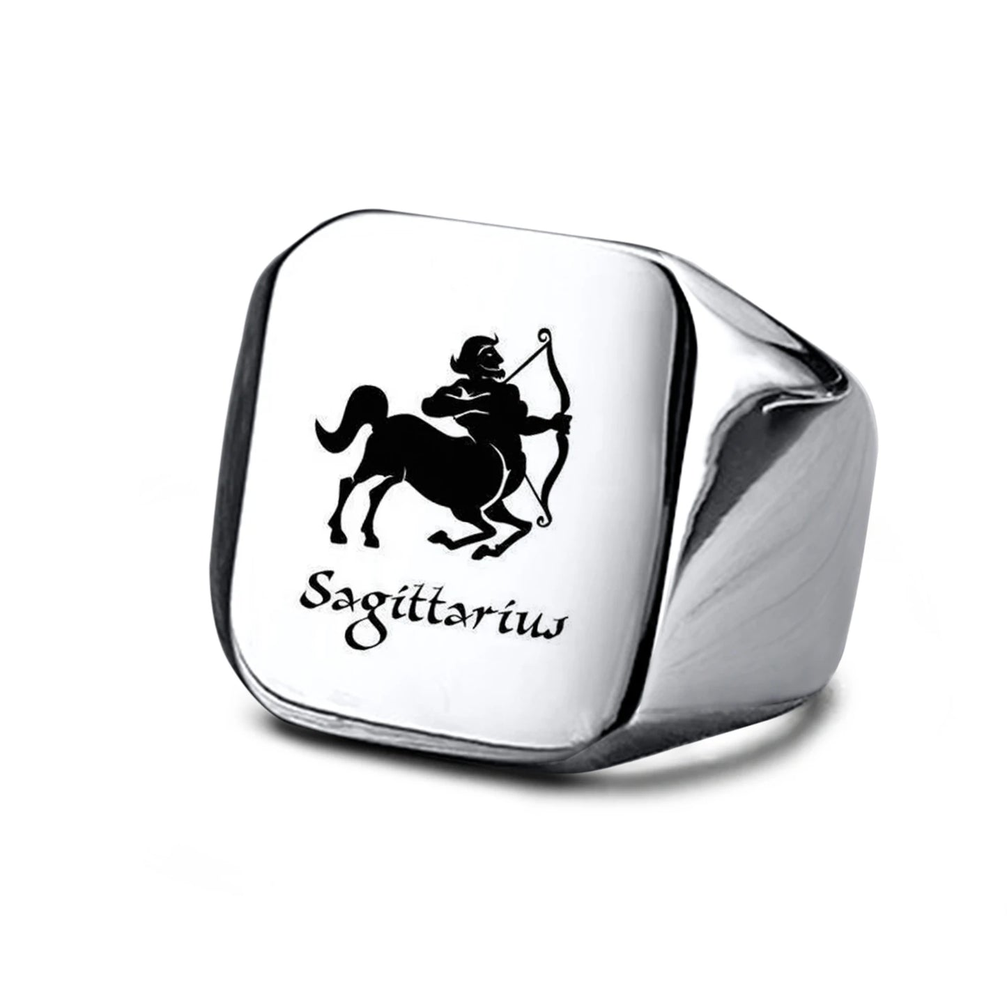 Vnox 18mm Signet Ring For Men Women, The Zodiac 12 Horoscope Constellation Sign Finger Band, Stainless Steel Aries Punk Ring
