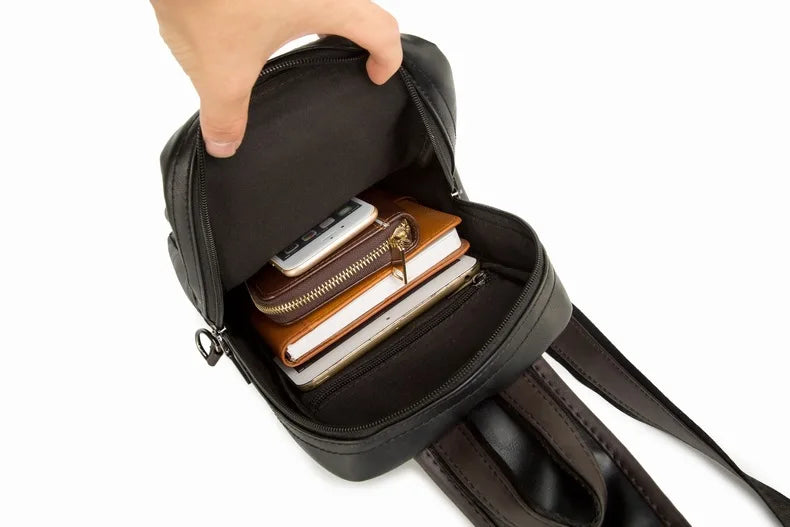 Leather Crossbody Bags for Men Messenger Chest Bag 2025 New Fashion Casual Bag Waterproof PU Single Shoulder Bags Vintage Luxury