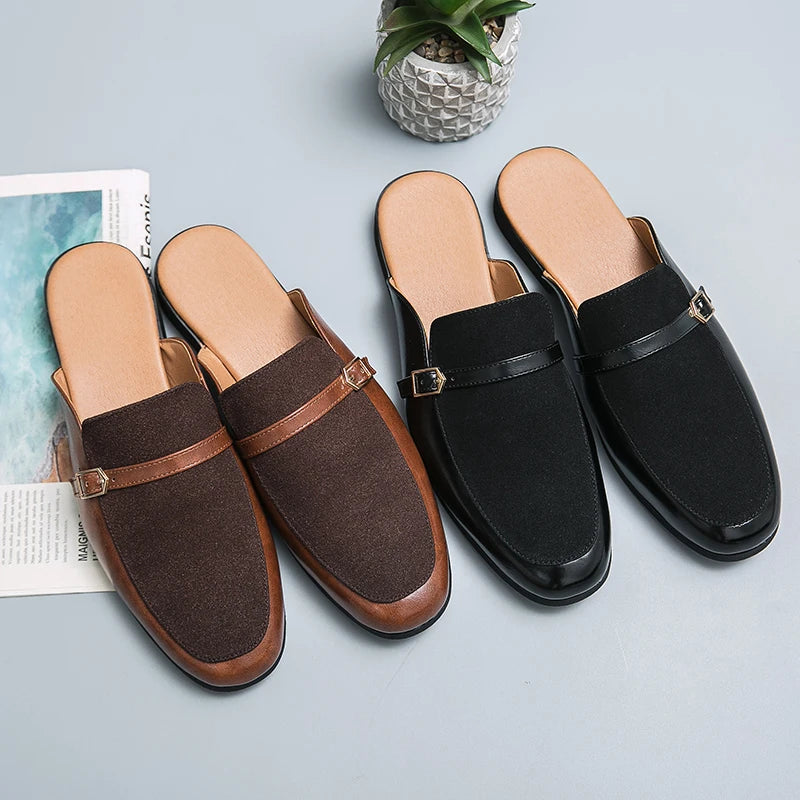 2025 New Arrivals Comfortable Half Shoes for Men Genuine Leather Men's Dress Shoes Loafers Designers Shoes Flat