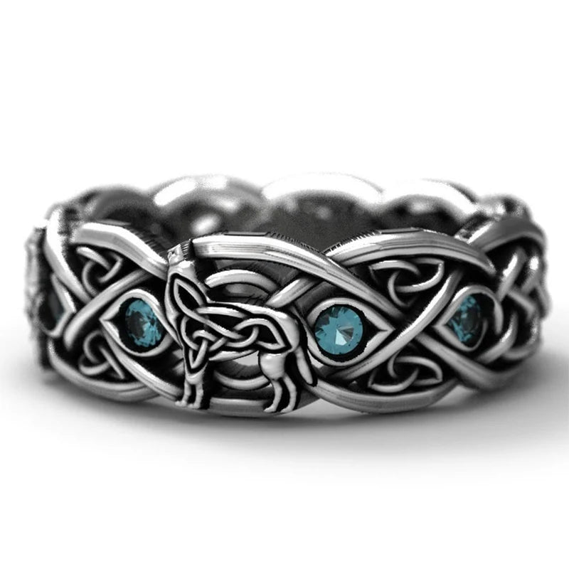 Huitan Viking Nordic Mythology Giant Wolf Men Ring Defense Totem Wolf Fashion Hip Hop Rock Unisex Finger Ring Punk Gift
