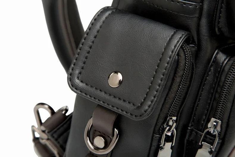 Leather Crossbody Bags for Men Messenger Chest Bag 2025 New Fashion Casual Bag Waterproof PU Single Shoulder Bags Vintage Luxury