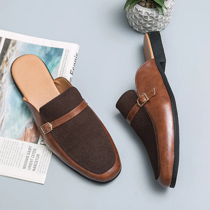 2025 New Arrivals Comfortable Half Shoes for Men Genuine Leather Men's Dress Shoes Loafers Designers Shoes Flat