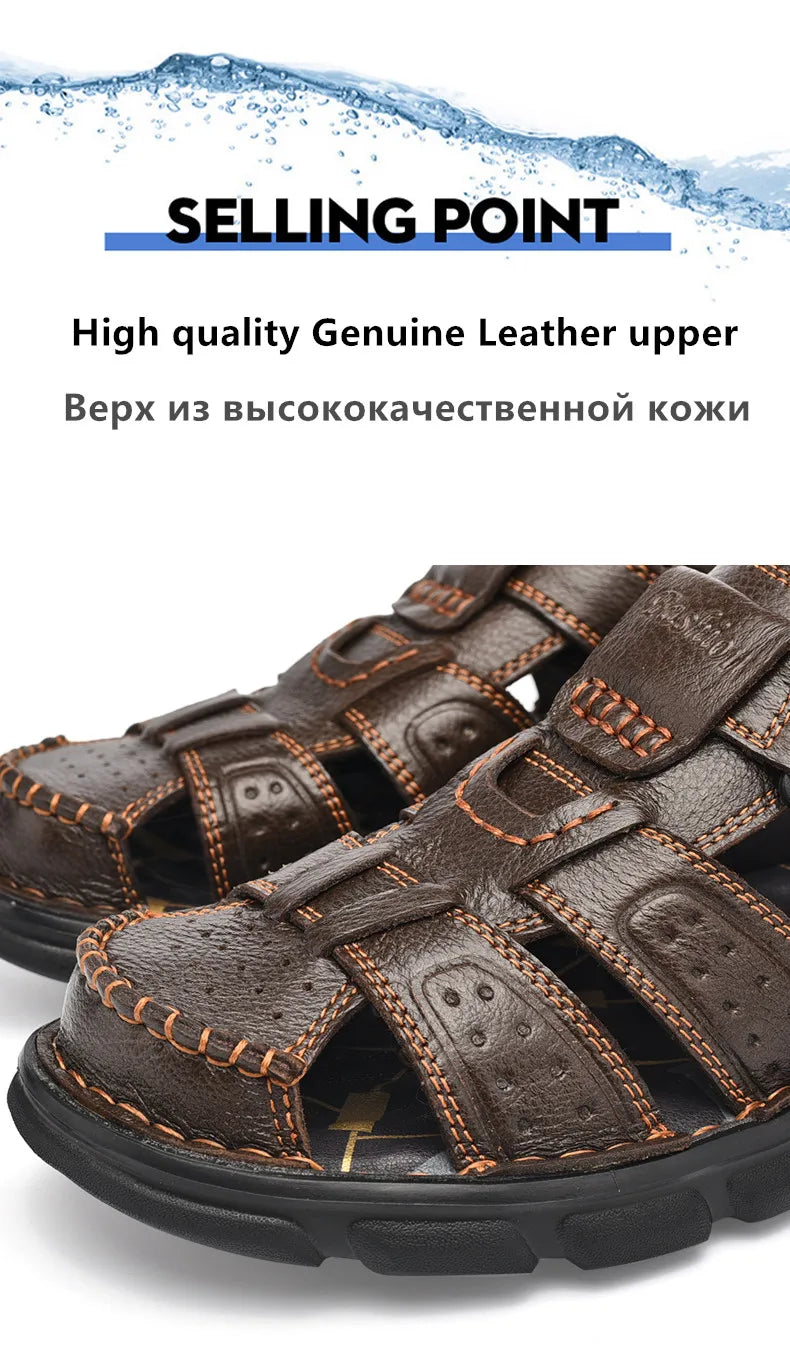 Genuine Leather Casual Shoes For Men High Quality Classic Men Sandals Summer Outdoor Walking Men Sneakers Breathable Men Sandals