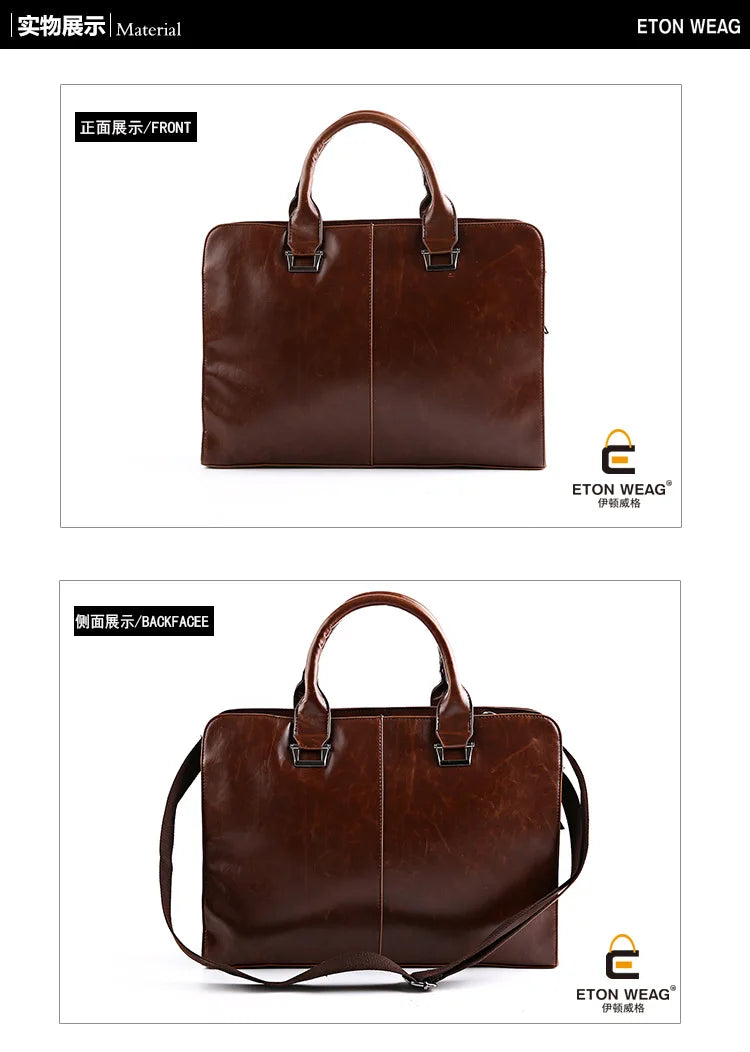Laptop Briefcases for Men Bags Business Messenger Bag Vintage Crazy Horse Artificial Leather Handbag Casual Shoulder Bags Man