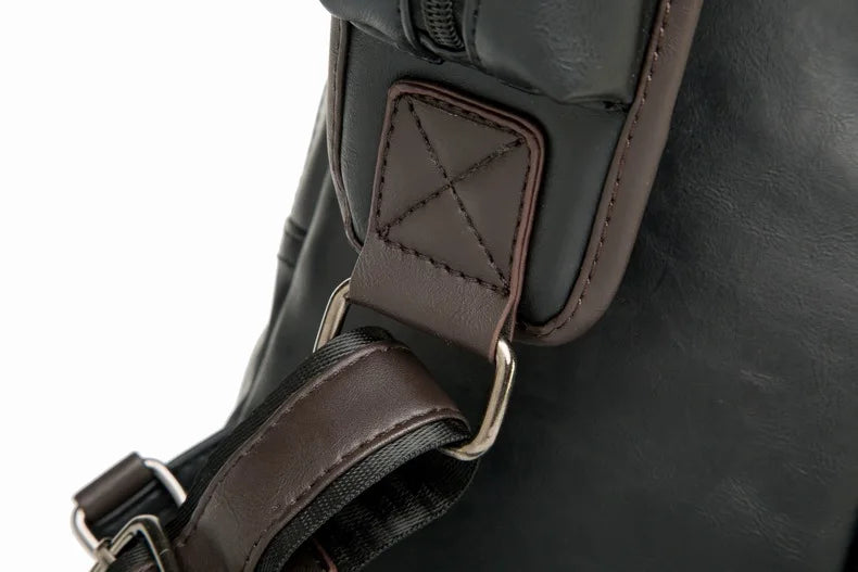 Leather Crossbody Bags for Men Messenger Chest Bag 2025 New Fashion Casual Bag Waterproof PU Single Shoulder Bags Vintage Luxury