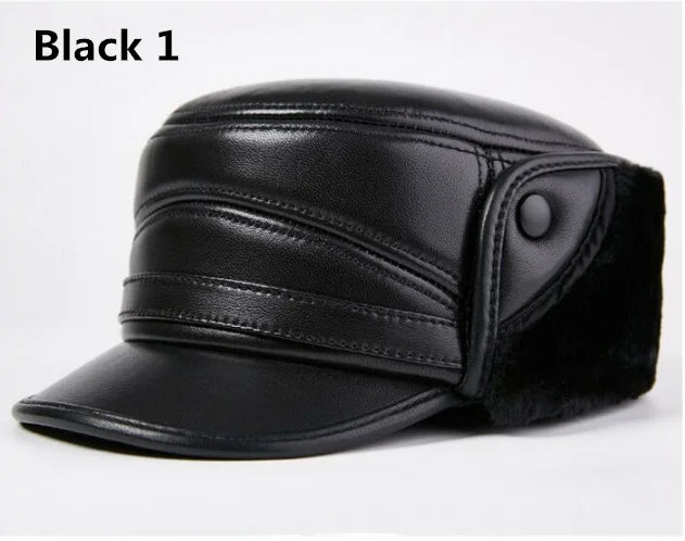 Winter Men's Genuine Leather Hat Thicken Leather Cowhide Baseball Caps With  Warm  Dad's Hats Sombrero De Cuero Del Hombre Super