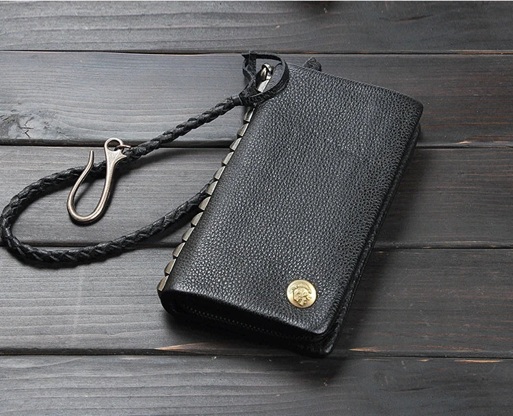 Vintage Genuine leather wallet Men leather long wallet men purse clutch bag male money clips zip around money bag card holder
