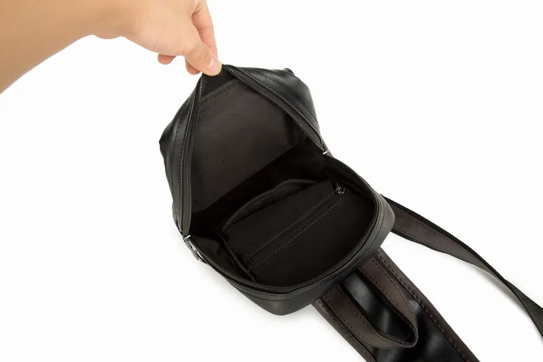 Leather Crossbody Bags for Men Messenger Chest Bag 2025 New Fashion Casual Bag Waterproof PU Single Shoulder Bags Vintage Luxury