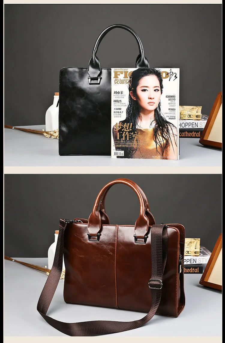 Laptop Briefcases for Men Bags Business Messenger Bag Vintage Crazy Horse Artificial Leather Handbag Casual Shoulder Bags Man