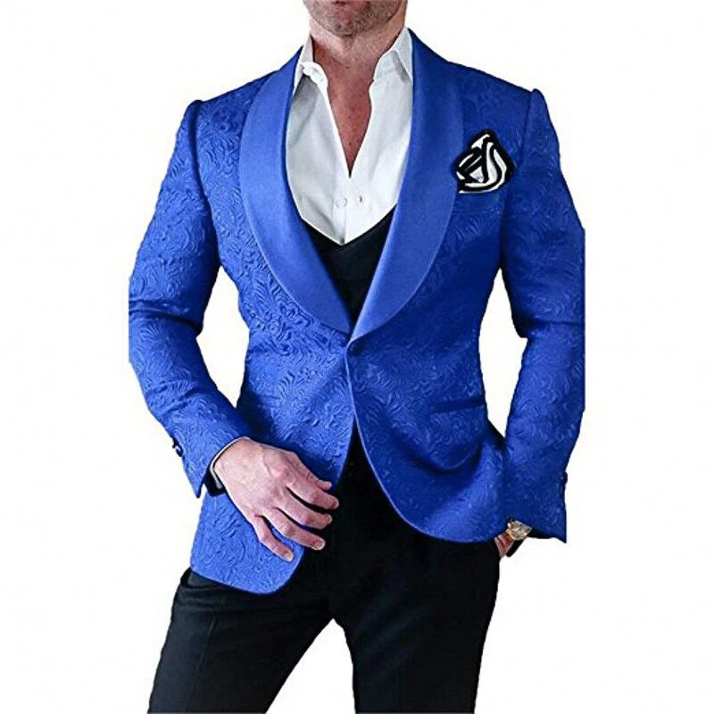 Hot Selling Men Suits Pattern and Black Groom Tuxedos Shawl Satin Lapel Groomsmen Wedding Best Man ( Jacket+Pants+Vest+Tie) C691