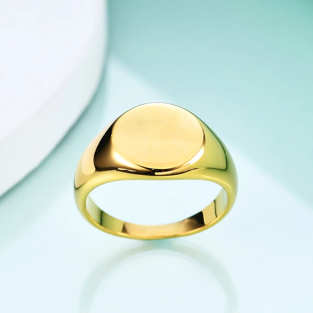 Customized Women Signet Ring Name Letter Pattern Logo Stainless Steel Rings Punk Candid Fashion Jewelry Male Wedding Accessories