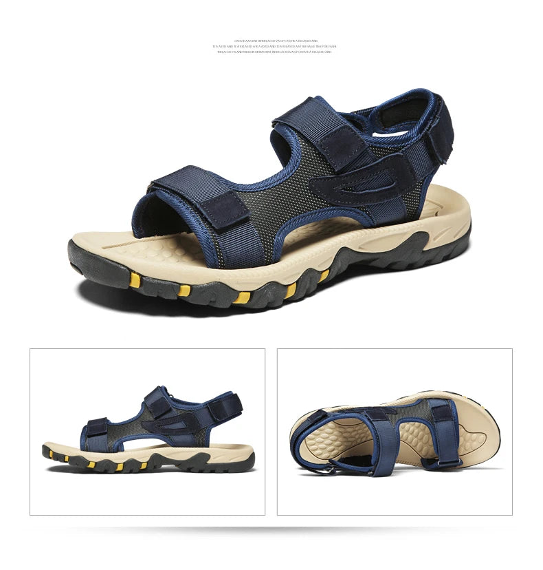 Hot Sale Summer Sandals Mens Big Size 38-47 Outdoor Beach Casual Shoes Fashion Dropshipping Khaki Blue
