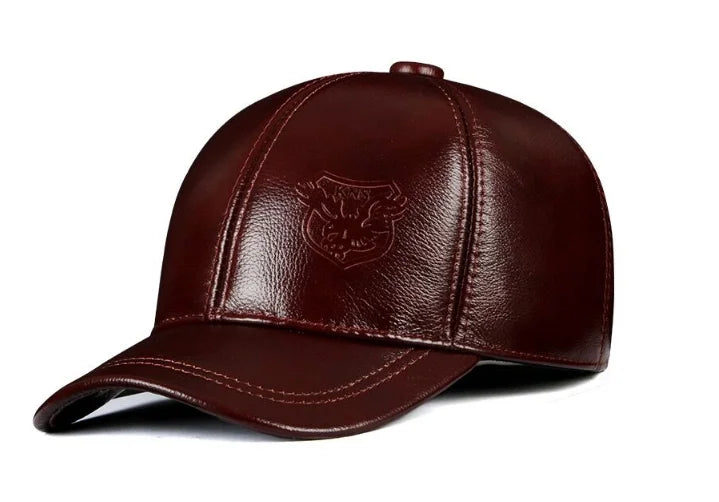 New 2025 Spring/Winter Man Genuine Leather Baseball Caps Male Casual Cowhide Belt Ear Warm 56-60 Adjustable Sprot Flight Hats