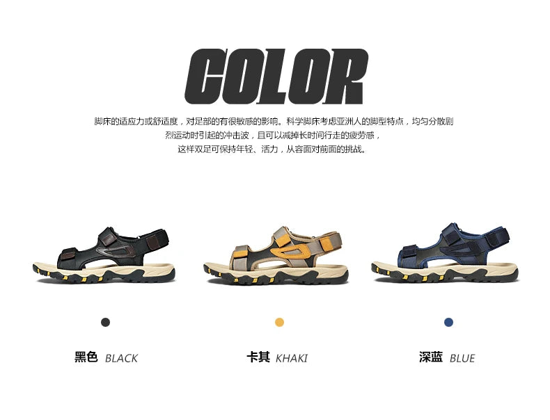 Hot Sale Summer Sandals Mens Big Size 38-47 Outdoor Beach Casual Shoes Fashion Dropshipping Khaki Blue