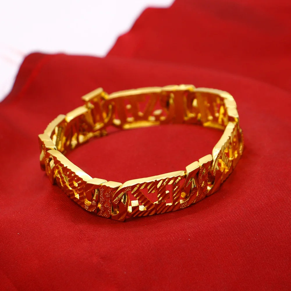 New Fashion Gold Color Jewelry 7-8 inches 100% 925 Sterling Silver Men's Bracelet Curb Cuban Link Chain Women Bracelets Bangle