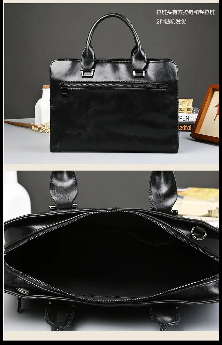 Laptop Briefcases for Men Bags Business Messenger Bag Vintage Crazy Horse Artificial Leather Handbag Casual Shoulder Bags Man