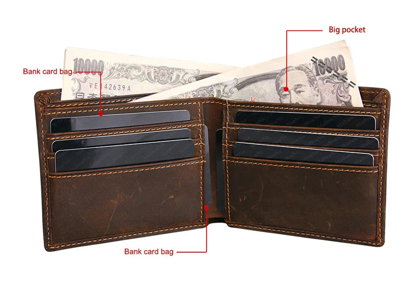 Genuine Leather Man Wallet RFID Blocking Slim Monederos Male Thin Purse High Quality Cowhide Card Wallet For Men Male