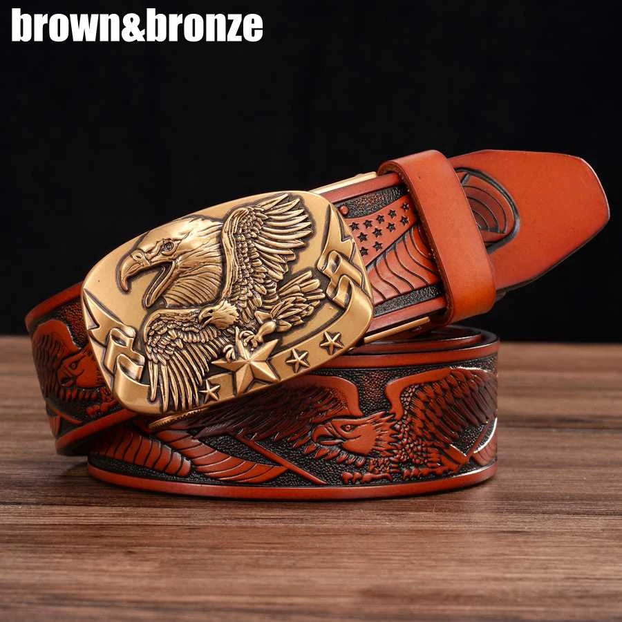 Men's Leather Belts Belts for Men Genuine Leather Ratchet Belt Automatic Buckle Wide:35mm Men Automatic Buckle Belt
