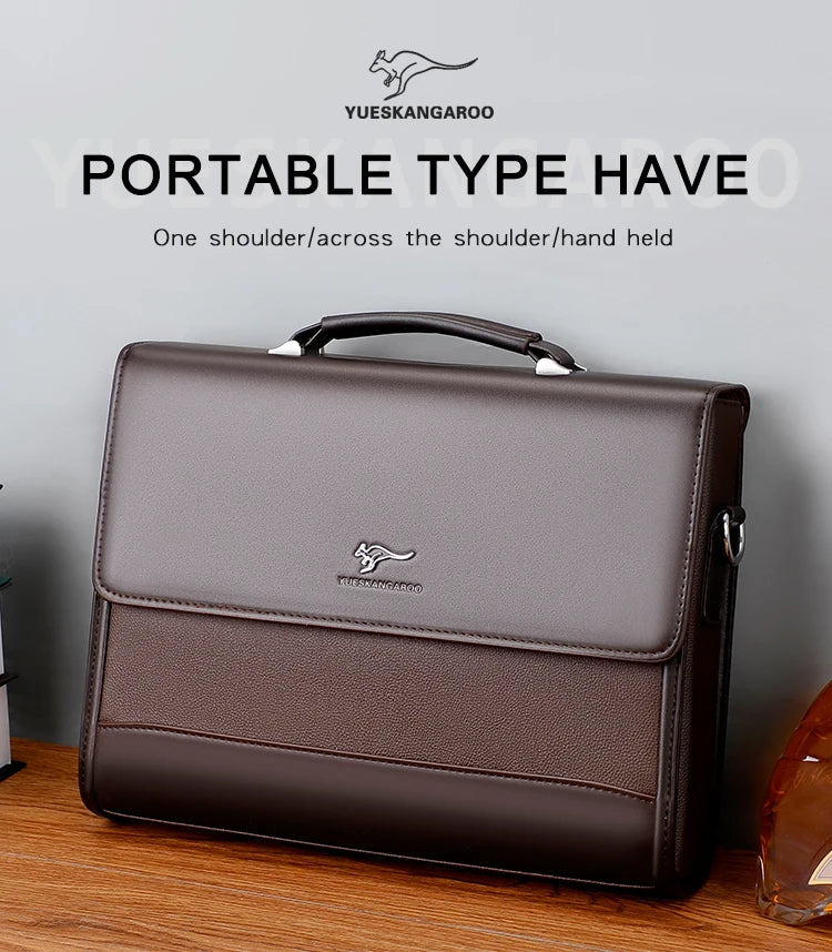 Male Handbags Pu Leather Men's Tote Briefcase Business Shoulder Bag for Men 2025 Brand Laptop Bags Man Organizer for Documents