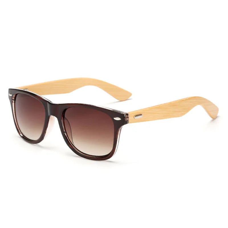 Bamboo Wood Square Sunglasses Brand Design Men Women Coating Mirror Sun Glasses Retro Glasses UV400 Shades Gafas De Sol