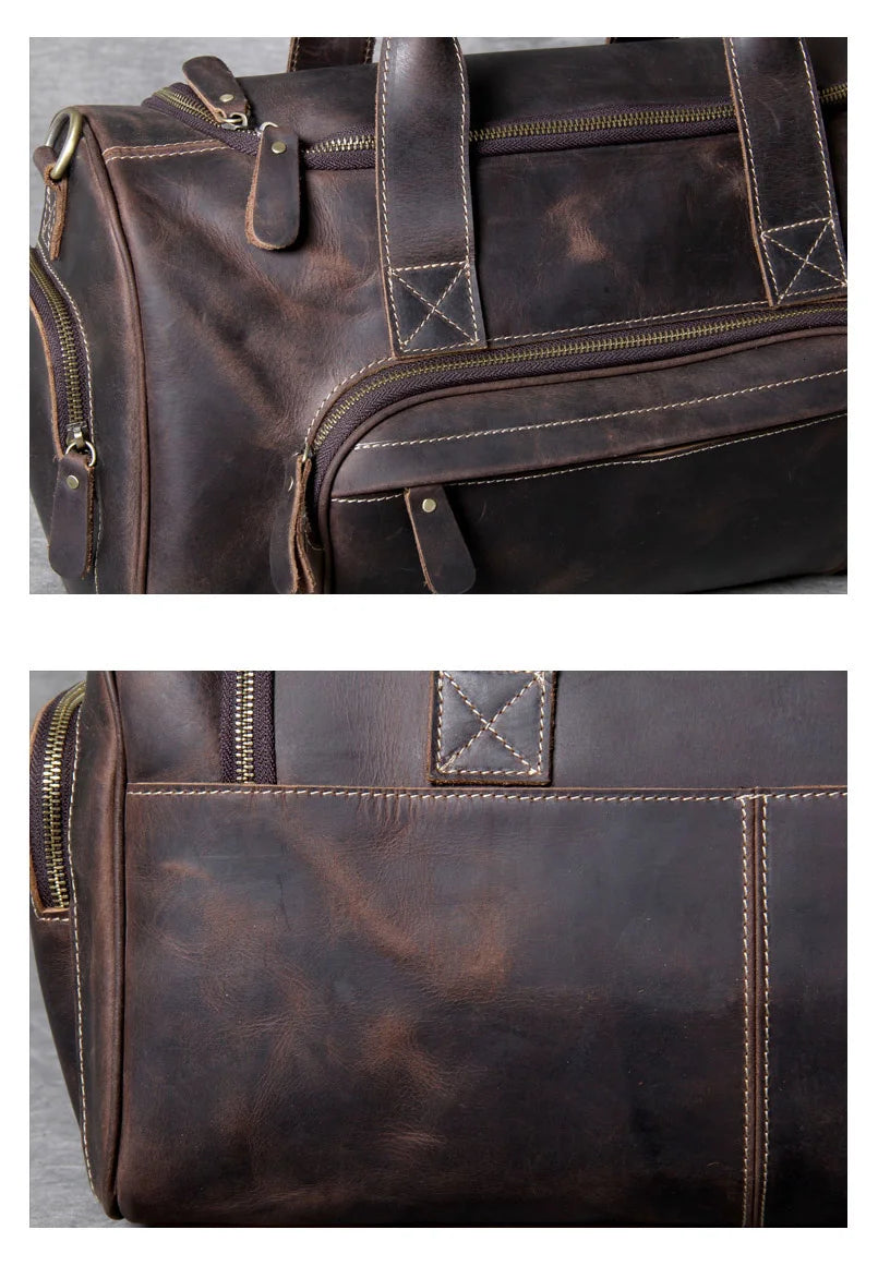 New Men's Leather Travel Bag Premium Genuine Leather Business Backpack - RFID Anti-Theft Outdoor Duffel Bag for Business