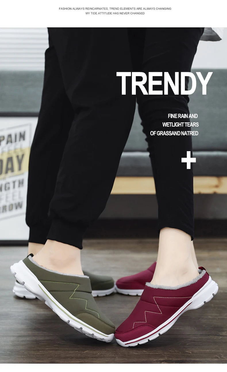 Men Slippers Winter Warm Plush Home Indoor Couple Slippers WaterProof Soft Comfort Winter Shoes Men Footwear Large Size 36-46