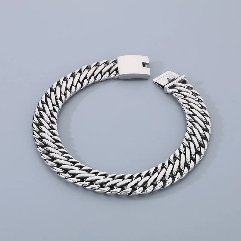 KALEN Unisex Vintage Stainless Steel Original Links 17cm Bracelet&40cm Necklace Jewelry Set